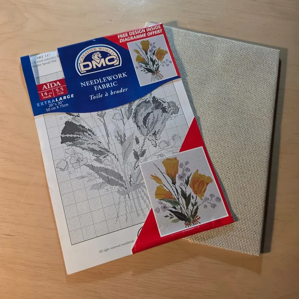 DMC 14 Count Aida Fabric Extra Large Cream 20x30 Cross Stitch Toile a Broder